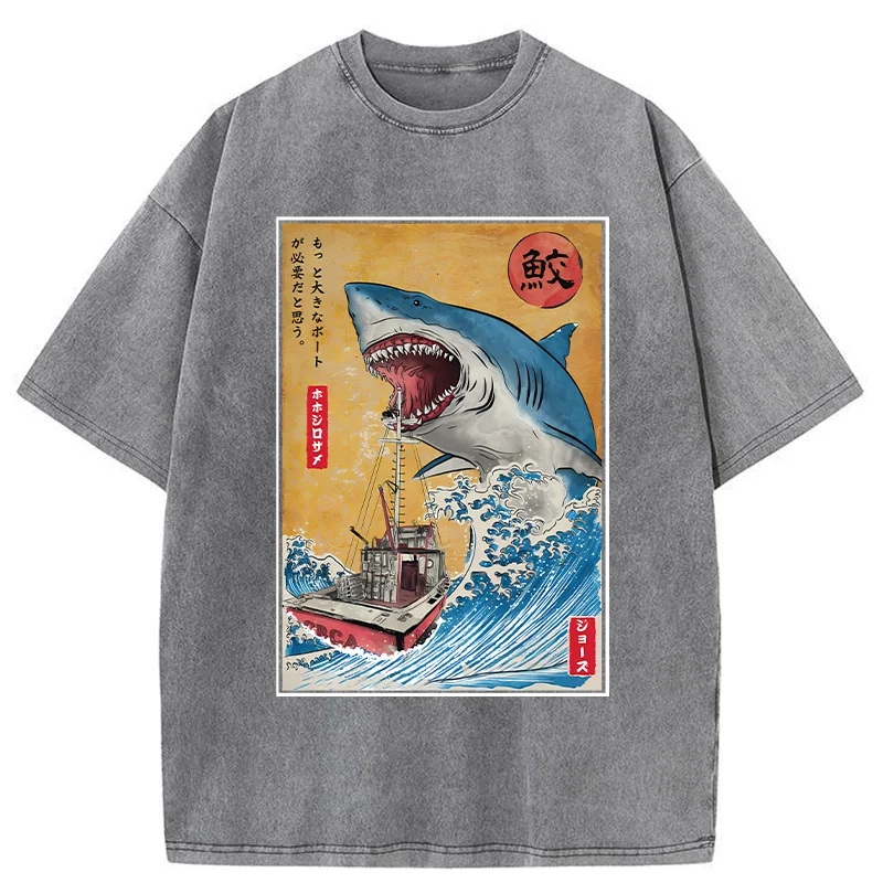 Modecanvas Ukiyoe Shark Japan Washed T-Shirt