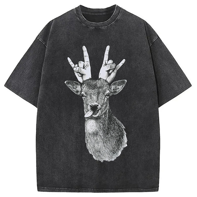 Modecanvas Party Deer Washed T-Shirt