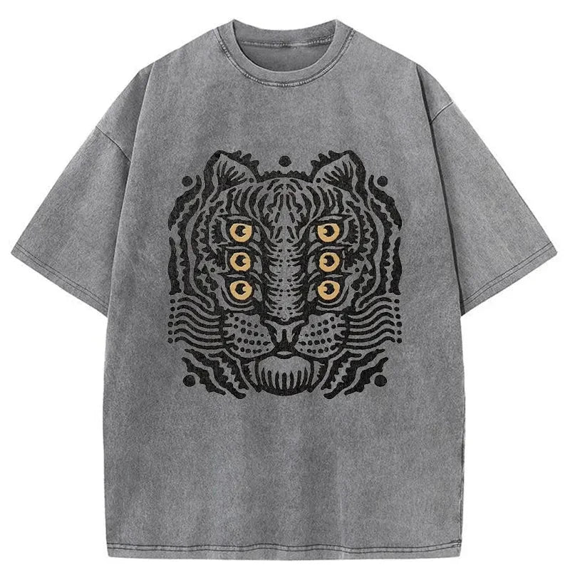 Modecanvas Six-eyed Cat Japanese Washed T-Shirt
