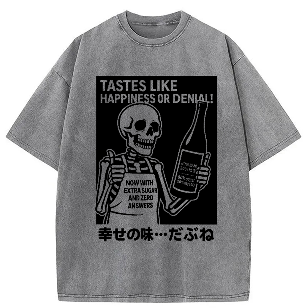 Modecanvas Taste Of Happiness Funny Washed T-Shirt