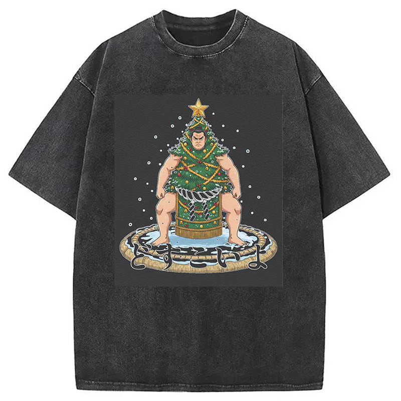 Modecanvas Horror Japanese Christmas Washed T-Shirt