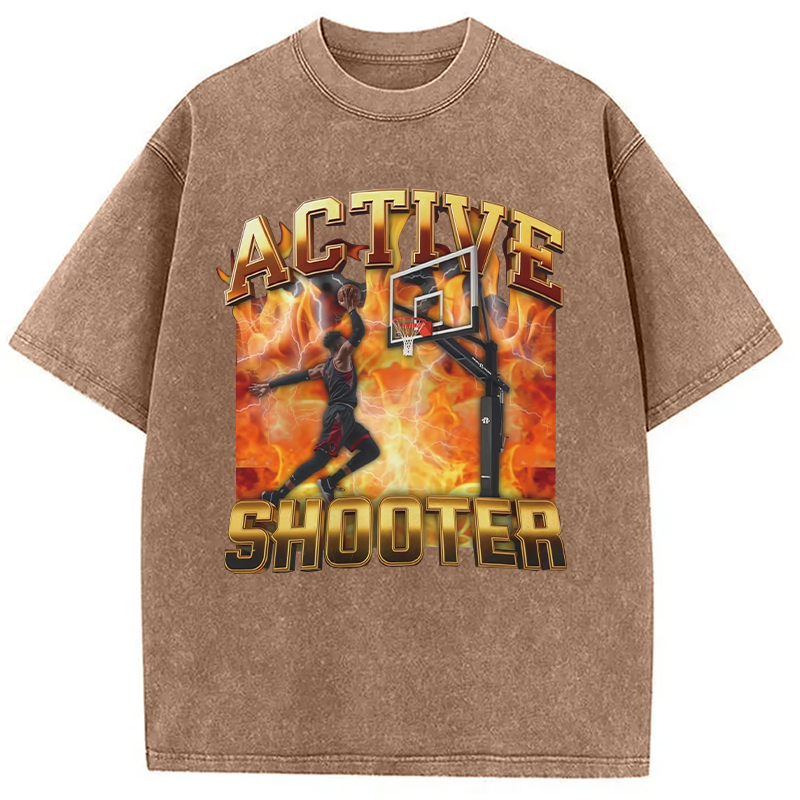 Modecanvas Elite Shooter Basketball Washed T-Shirt