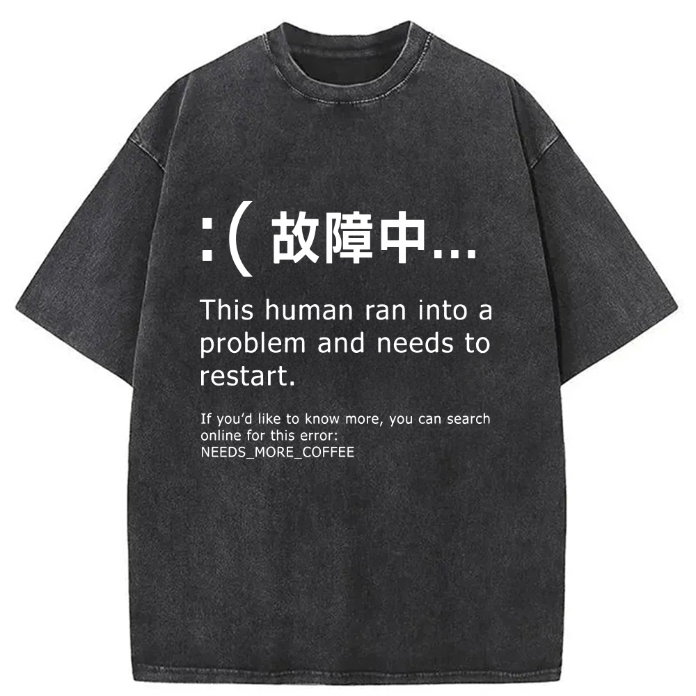 Modecanvas Human Blue Screen Failure Washed T-Shirt