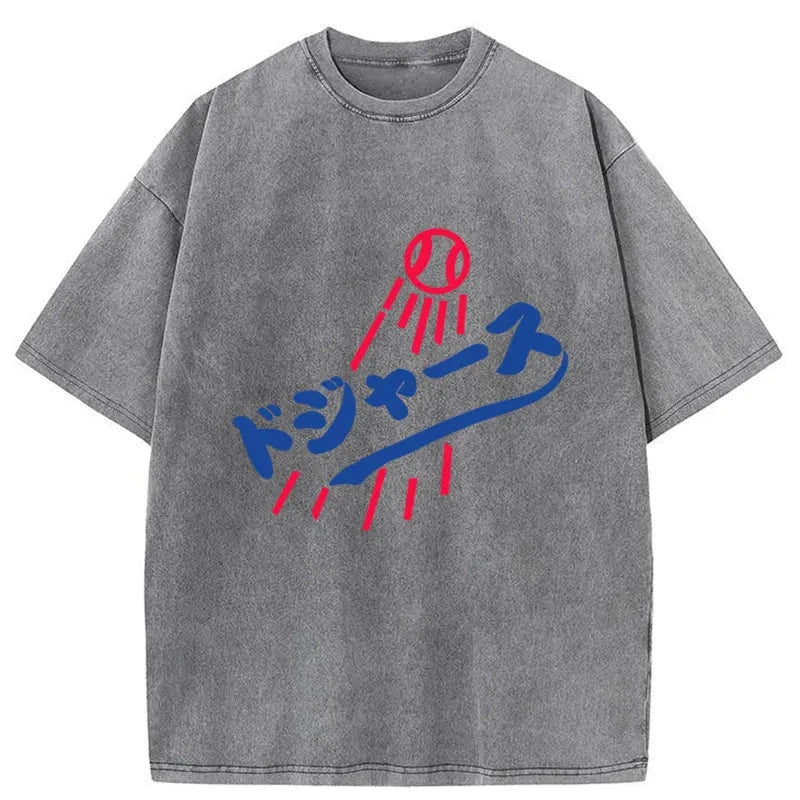 Modecanvas Japanese Baseball Washed T-Shirt-modecanvas