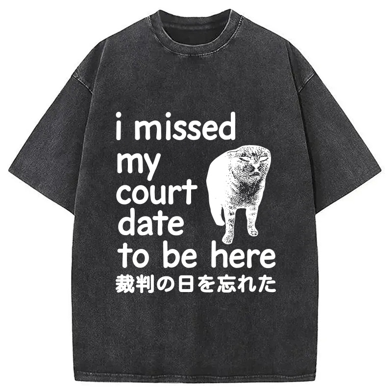 Modecanvas Funny Forgetful Cat Washed T-Shirt