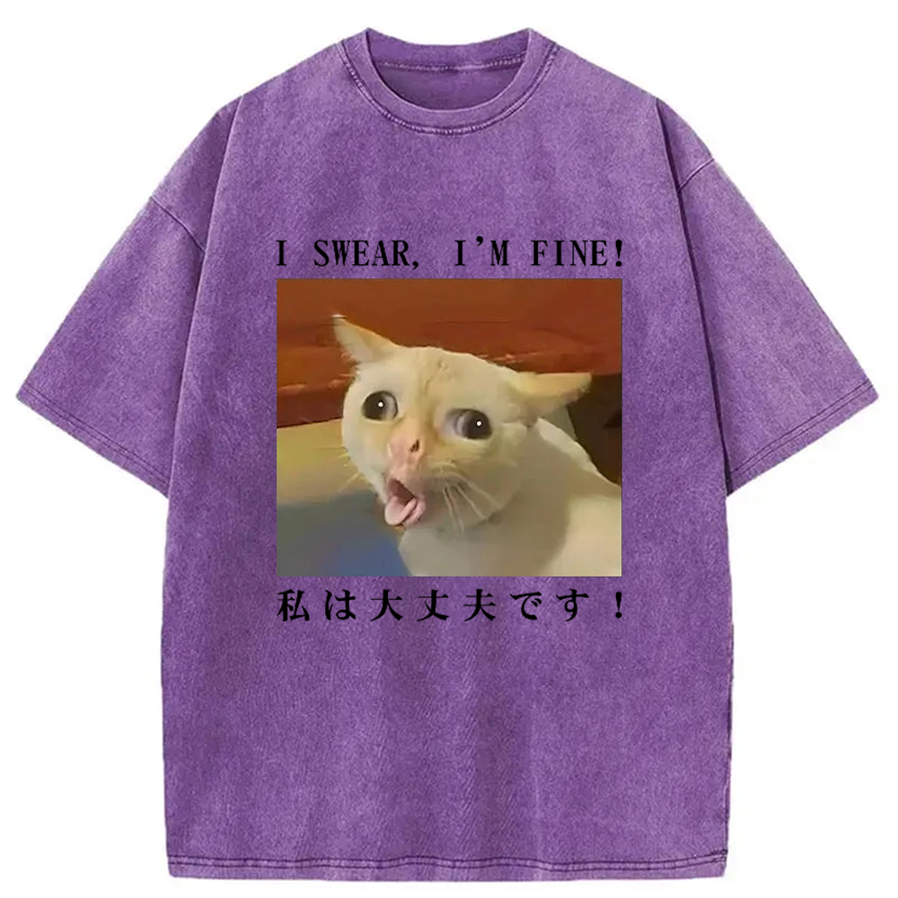 Modecanvas I Am Fine Washed T-Shirt