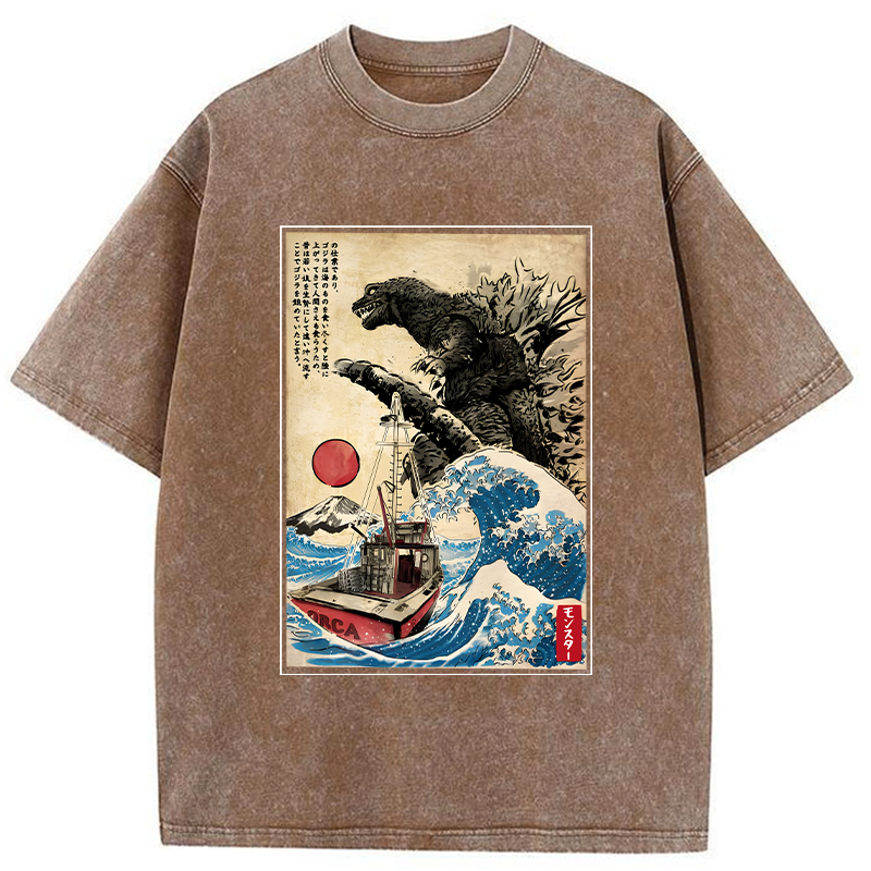 Modecanvas Orca in Japan Wave Washed T-Shirt