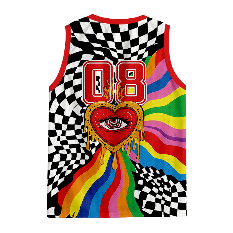 Modecanvas Trippy Rainbow Heart Eye Jersey Tank