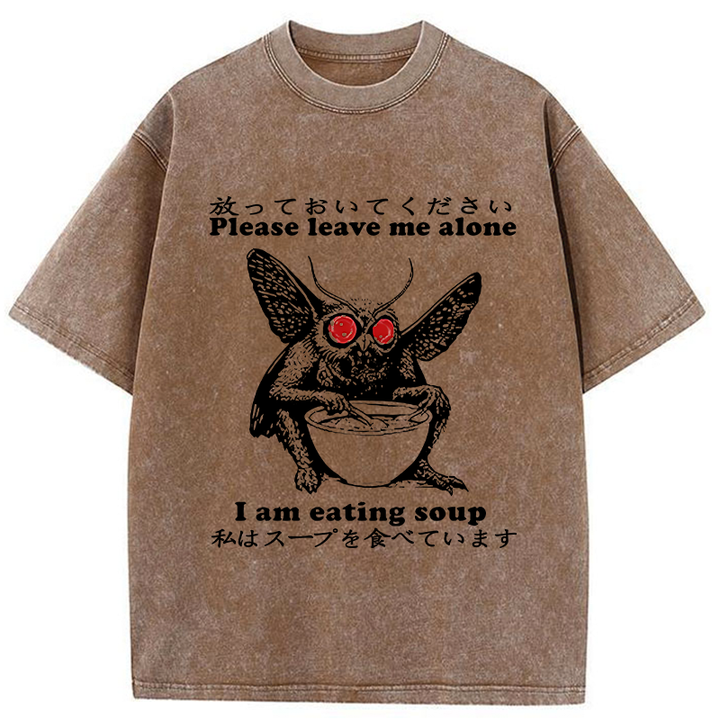 Modecanvas Don't Bother The Mothman Washed T-Shirt-modecanvas