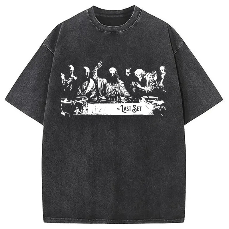 Modecanvas Jesus DJ DTG Printing Washed T-Shirt-modecanvas