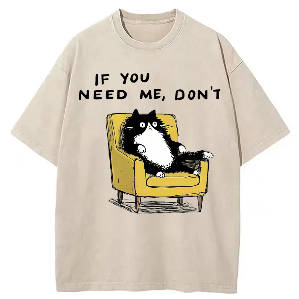 Modecanvas Unavailable Cat Washed T-Shirt-modecanvas