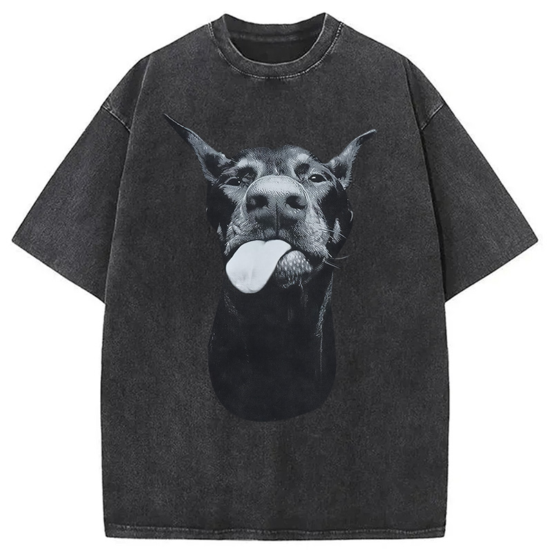Modecanvas Dobermann DTG Printing Washed T-Shirt-modecanvas