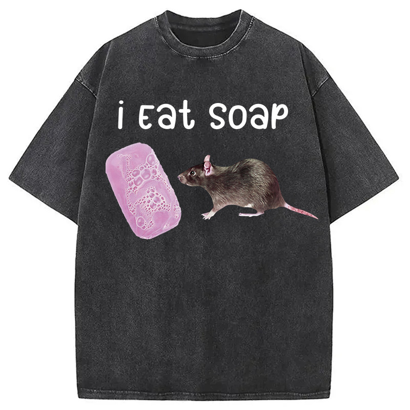 Modecanvas I Eat Soap Rat Meme Washed T-Shirt