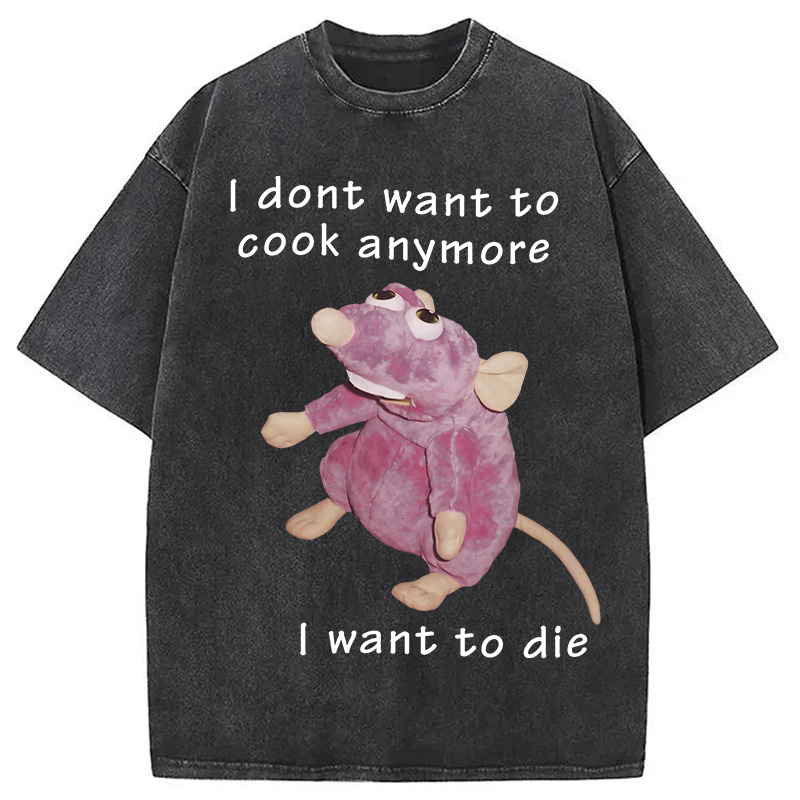 Modecanvas I Don't Want To Cook Anymore Washed T-Shirt-modecanvas
