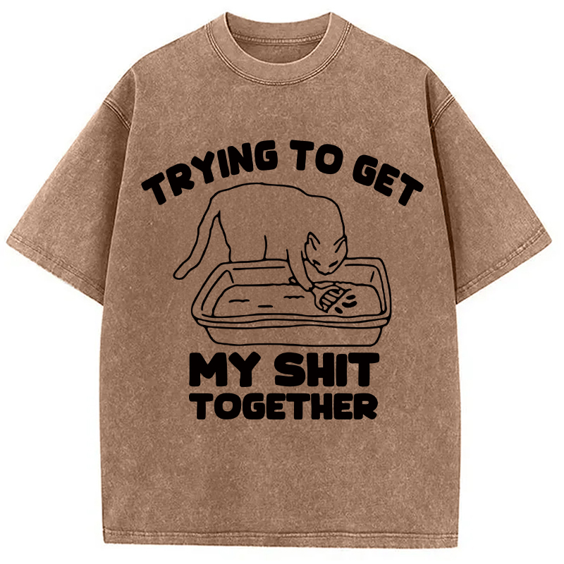 Modecanvas Cleaner Cat Washed T-Shirt