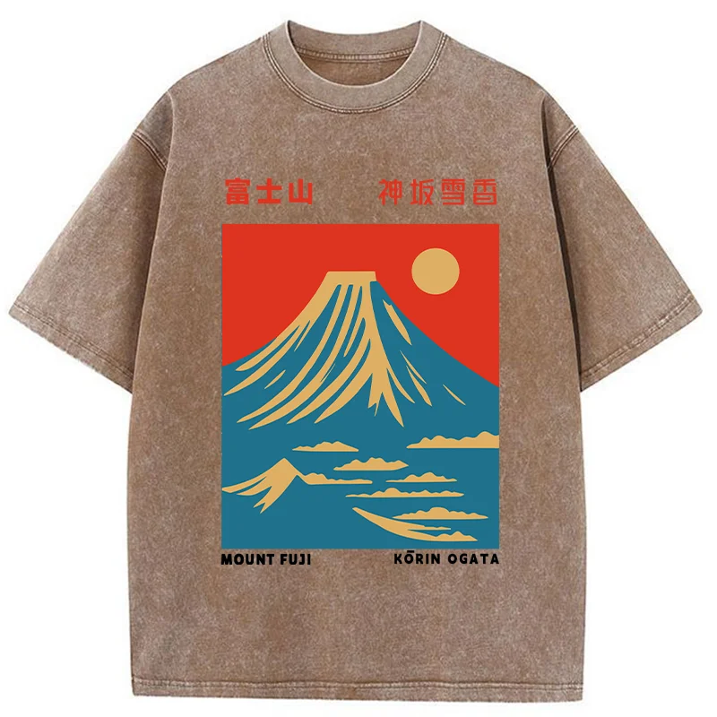 Modecanvas Mount Fuji Vintage Washed T-Shirt-modecanvas