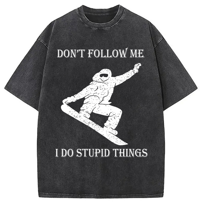 Modecanvas Winter Extreme Sports Skiing Washed T-Shirt