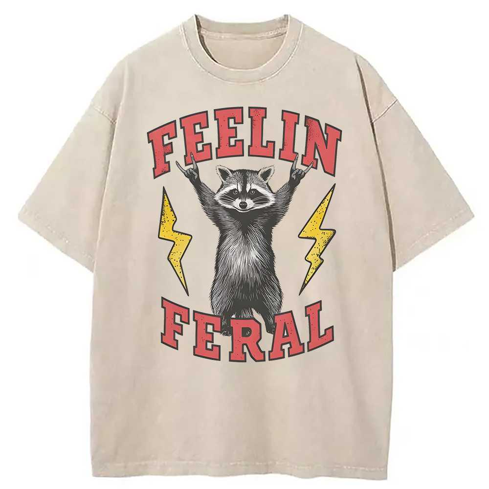 Modecanvas Feelin Feral Washed T-Shirt