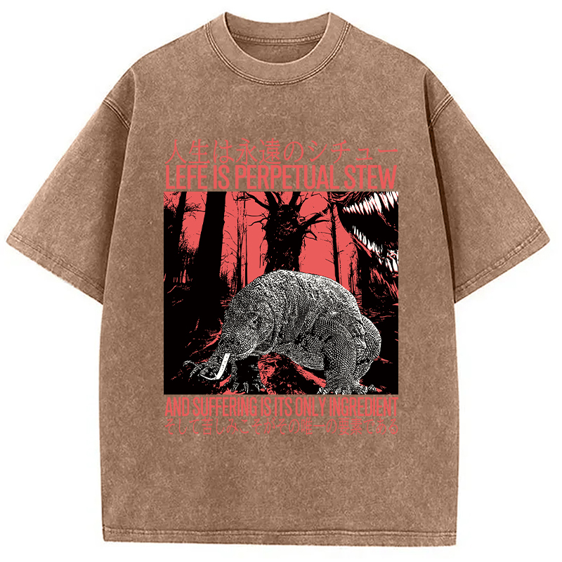 Modecanvas Life is Perpetual Stew DTG Printing Washed T-Shirt-modecanvas