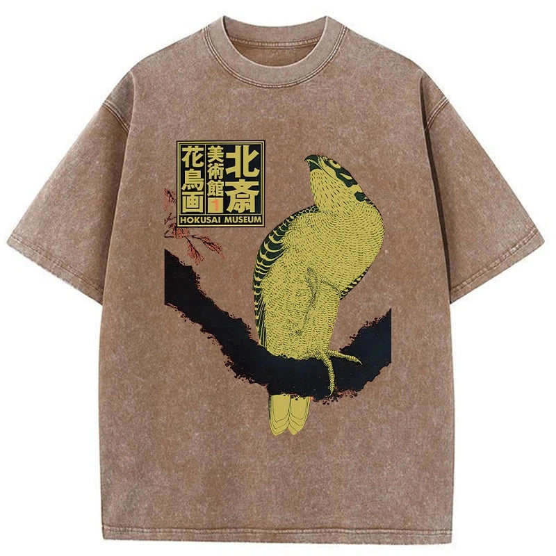 Modecanvas Hokusai Museum Flower And Bird Washed T-Shirt
