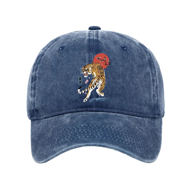 Modecanvas Tiger Blossom Japanese Sakura Washed Cap-modecanvas