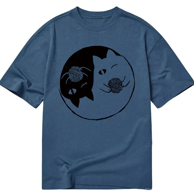 Modecanvas Yin Yarn Cat DTG Printing Classic T-Shirt-modecanvas