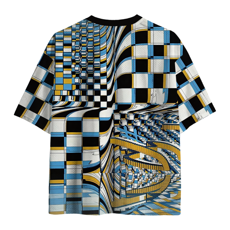 Modecanvas Geometric Trippy Mesh Jersey-modecanvas