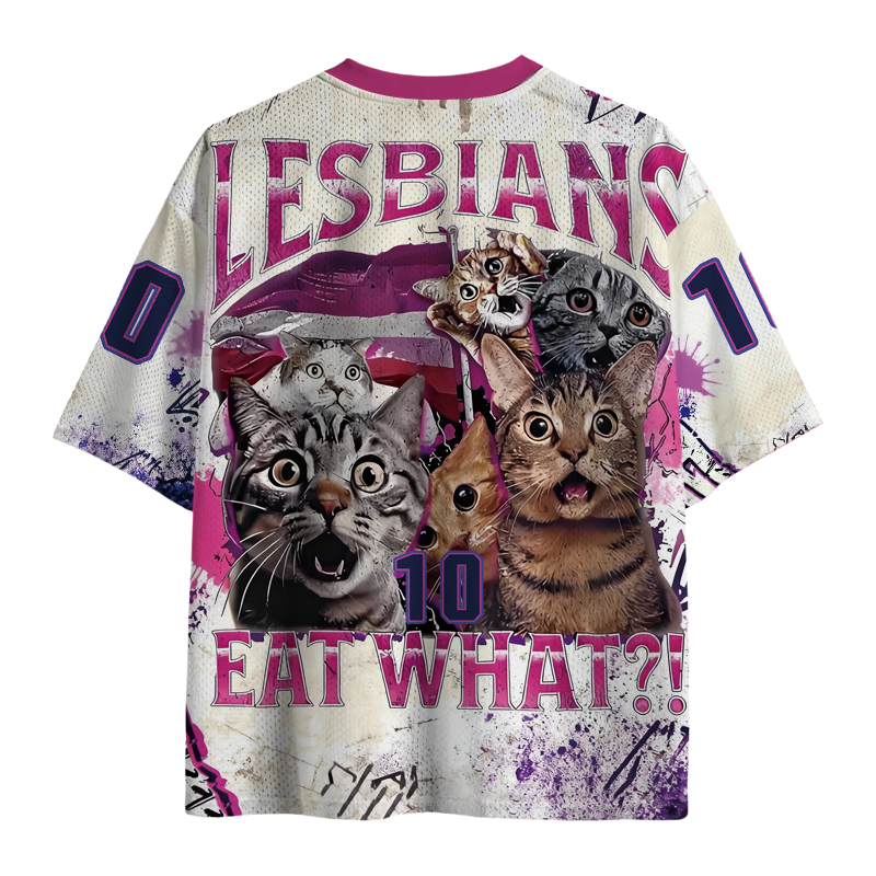 Modecanvas Lesbians Eat What?! Funny Mesh Jersey-modecanvas