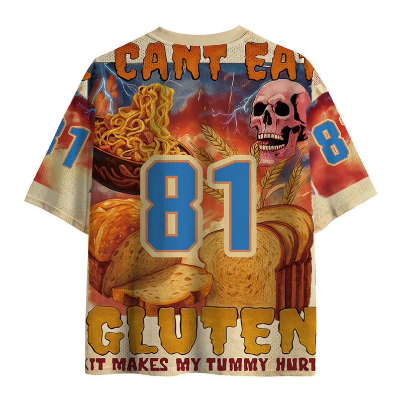 Tokyocanvas I Can't Eat Gluten Funny Meme Mesh Jersey