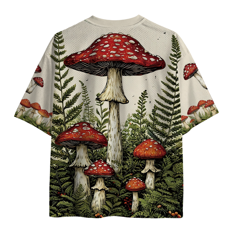 Modecanvas Red Mushrooms Mesh Jersey-modecanvas
