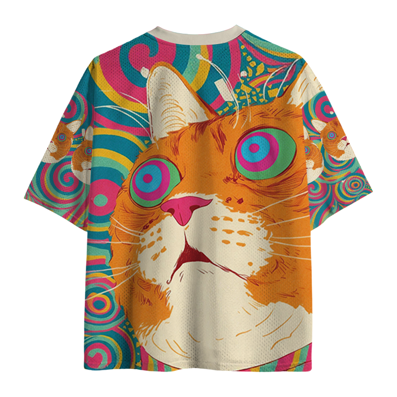 Modecanvas Colorful Cat Mesh Jersey-modecanvas
