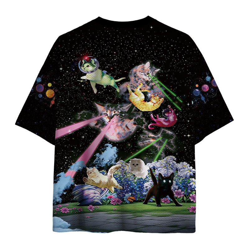 Modecanvas Fun Cat Mesh Jersey-modecanvas