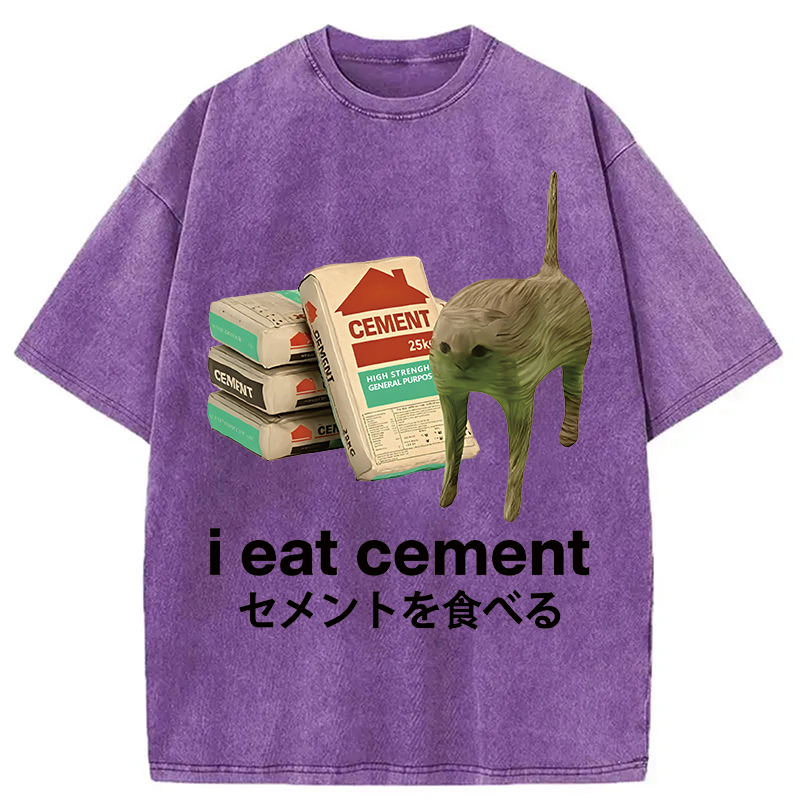 Modecanvas I Eat Cement Washed T-Shirt-modecanvas