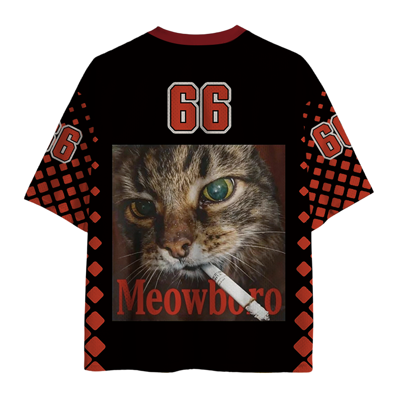 Modecanvas Funny Smoking Cat Meme Mesh Jersey-modecanvas