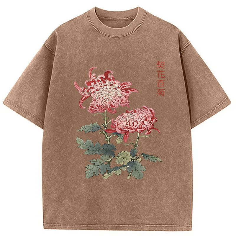 Modecanvas Chrysanthemum Floral Washed T-Shirt
