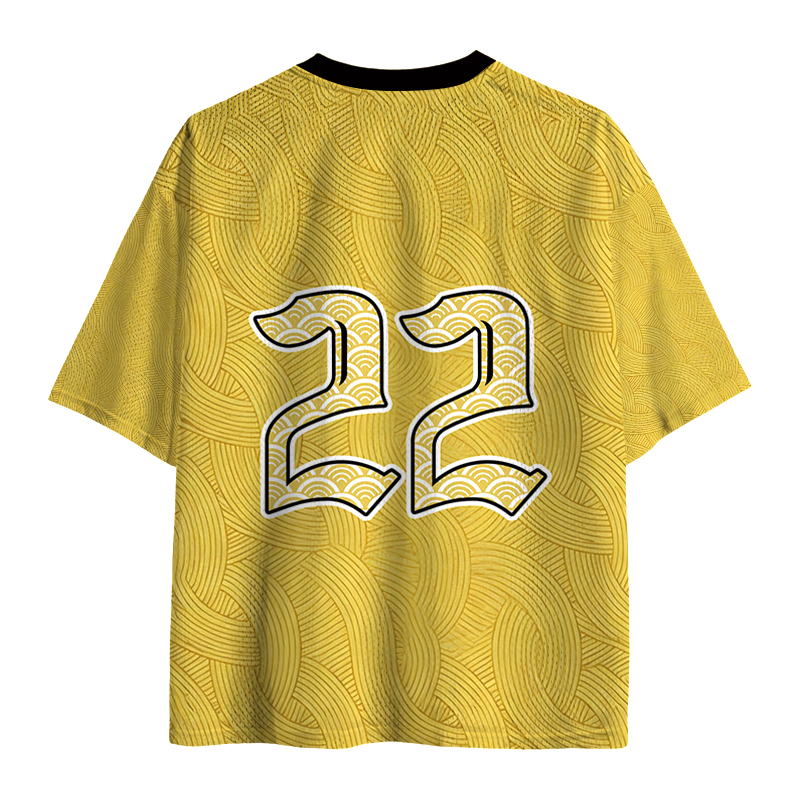 Modecanvas Black Cat Eating Ramen Mesh Jersey-modecanvas