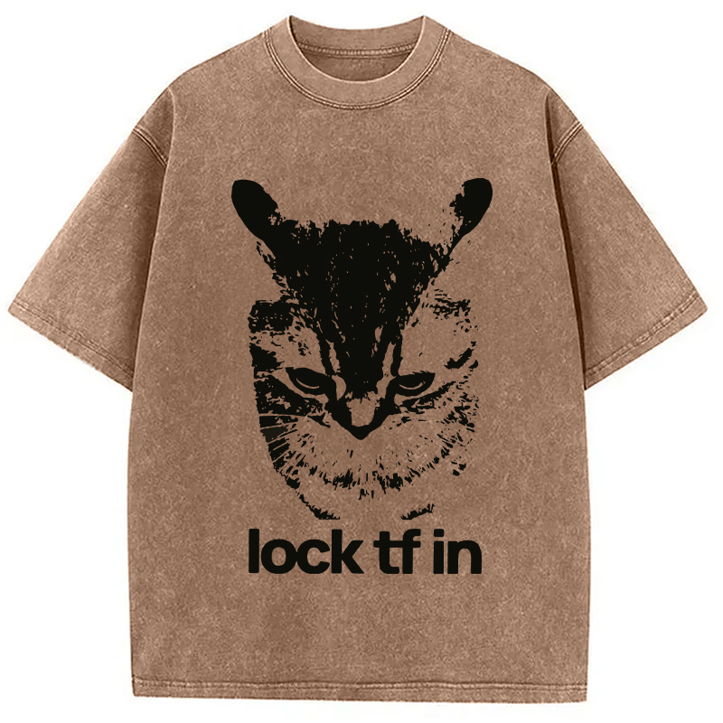 Modecanvas Lock TF In Cat Washed T-Shirt