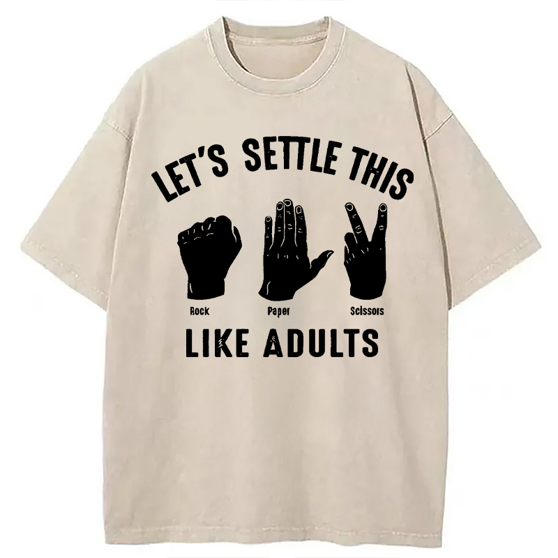 Modecanvas Solve The Problem With Rock-Paper-Scissors DTG Printing Washed T-Shirt