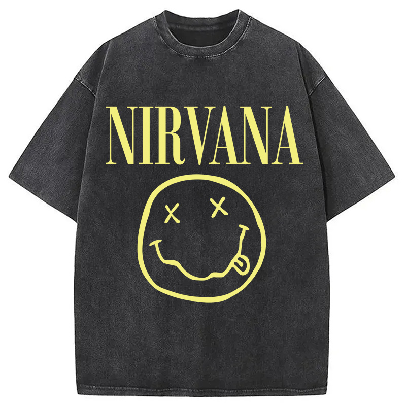 Modecanvas Yellow Smile Washed T-Shirt