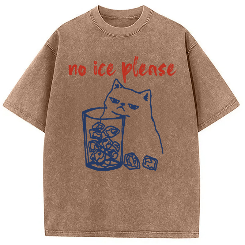 Modecanvas No Ice with Cat DTG Printing Washed T-Shirt