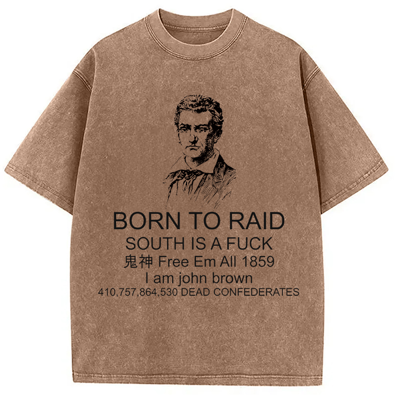 Modecanvas Born To Raid DTG Printing Washed T-Shirt