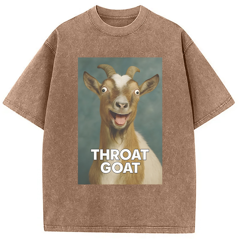 Modecanvas Throat Goat Funny DTG Printing Washed T-Shirt