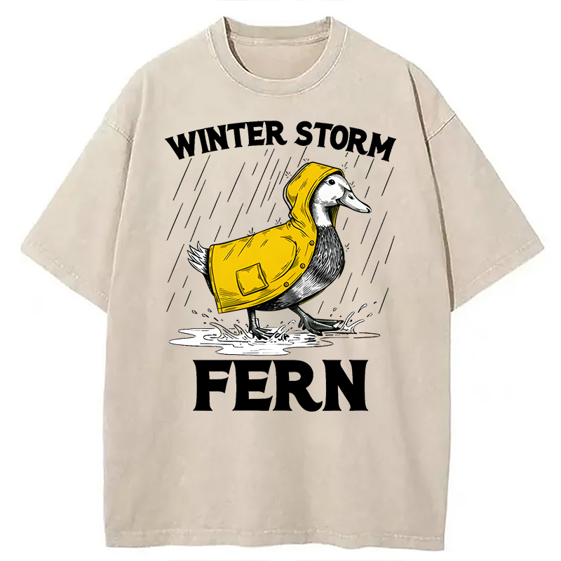 Modecanvas Winter Storm Fern 2026 DTG Printing Washed T-Shirt