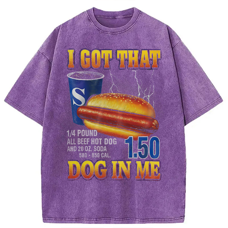 Modecanvas Funny Hot Dog DTG Printing Washed T-Shirt