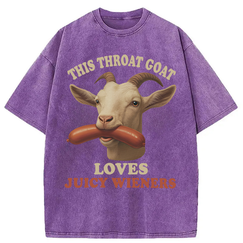 Modecanvas Throat Goat Loves Juicy Wieners DTG Printing Washed T-Shirt