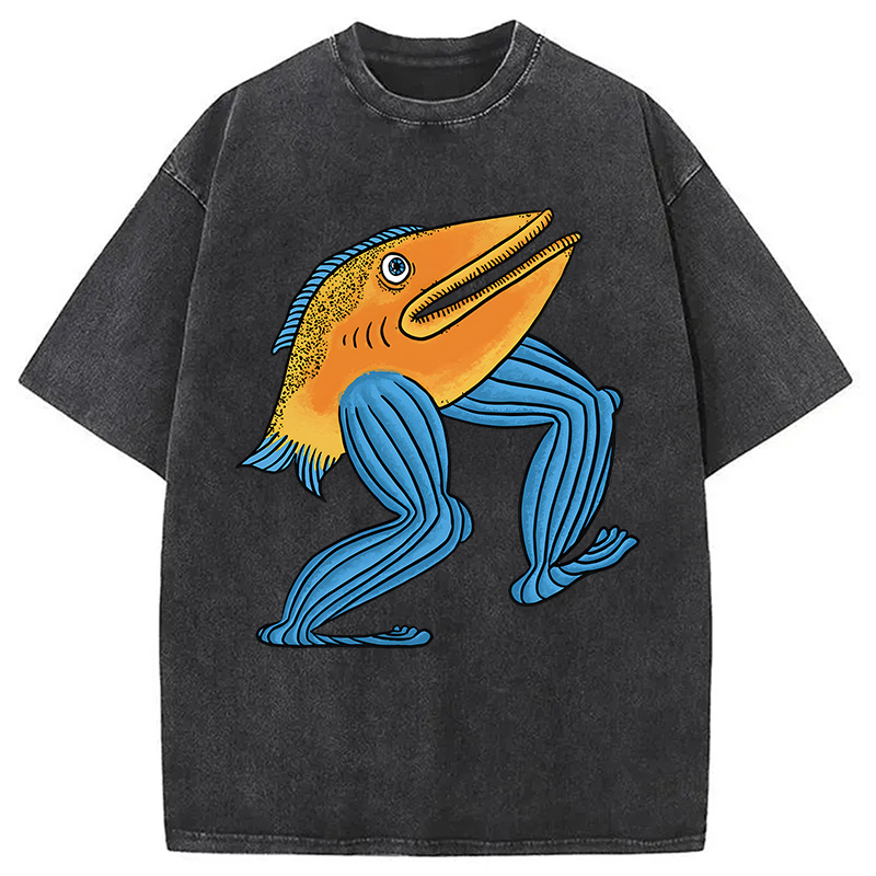 Modecanvas Leg Fish DTG Printing Washed T-Shirt