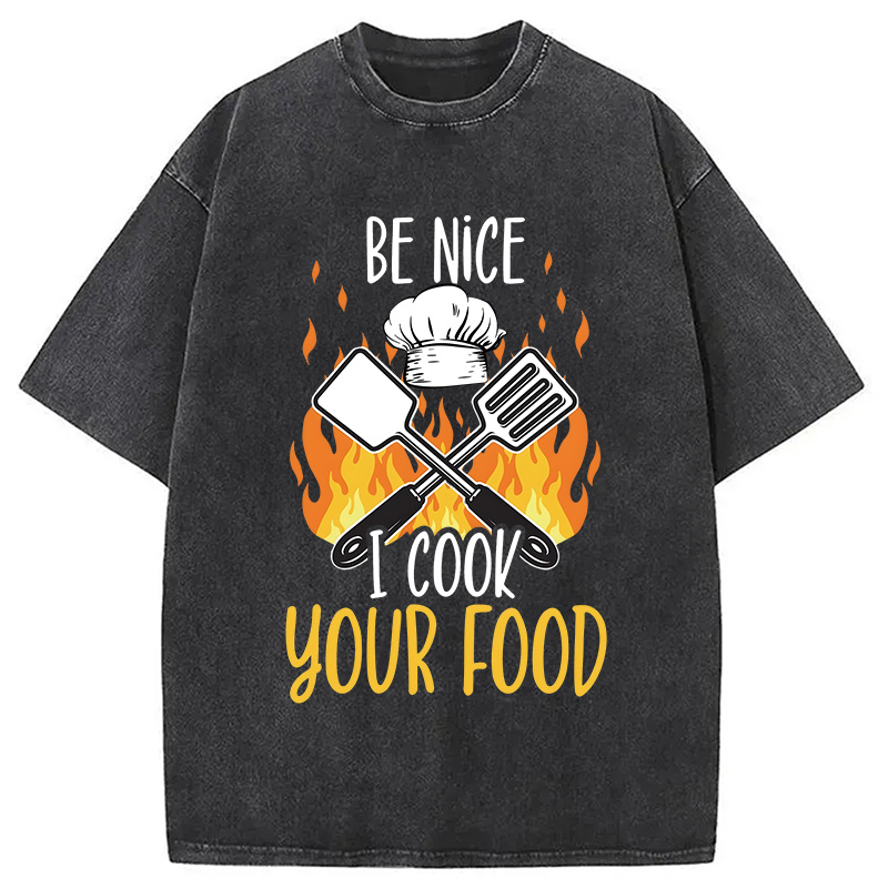 Modecanvas I Cook Your Food DTG Printing Washed T-Shirt