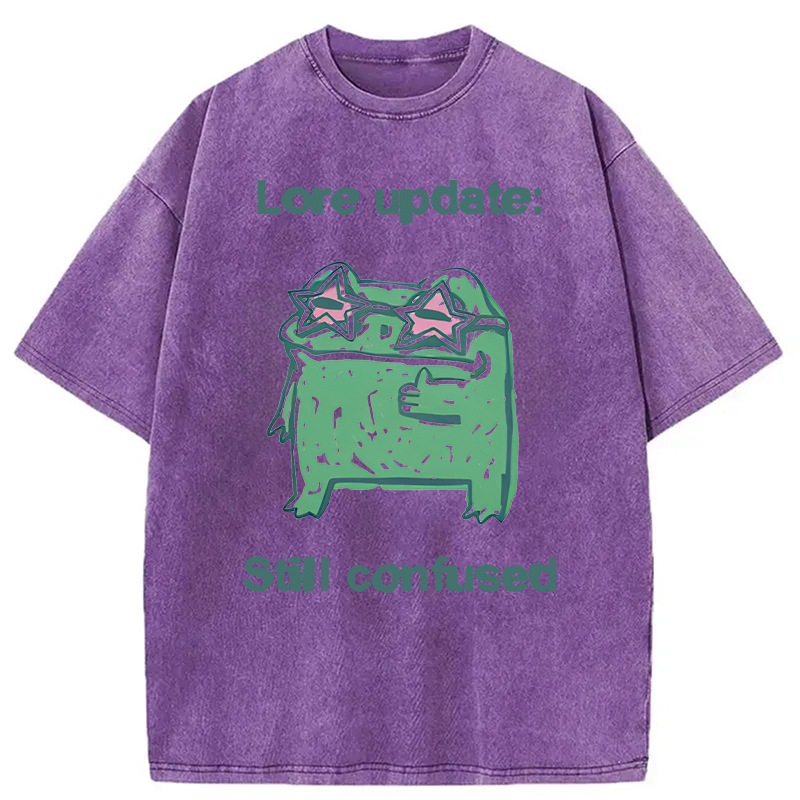 Modecanvas Lore Update Still Confused Frog DTG Printing Washed T-Shirt