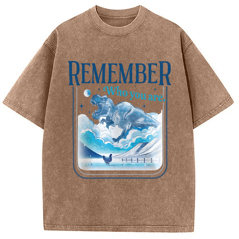 Modecanvas Remember Who You Are DTG Printing Washed T-Shirt-modecanvas