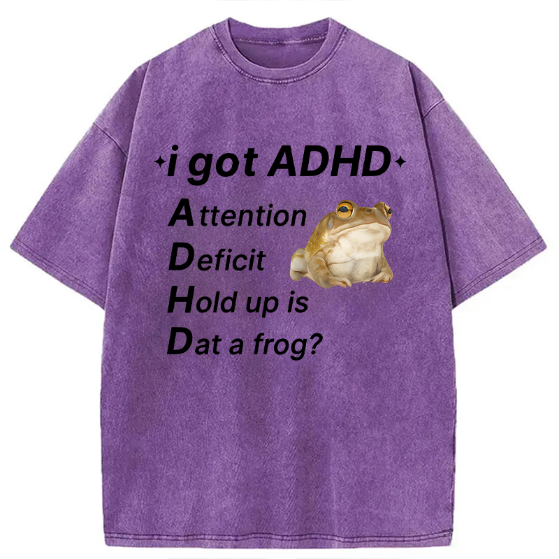 Modecanvas ADHD Frog DTG Printing Washed T-Shirt-modecanvas